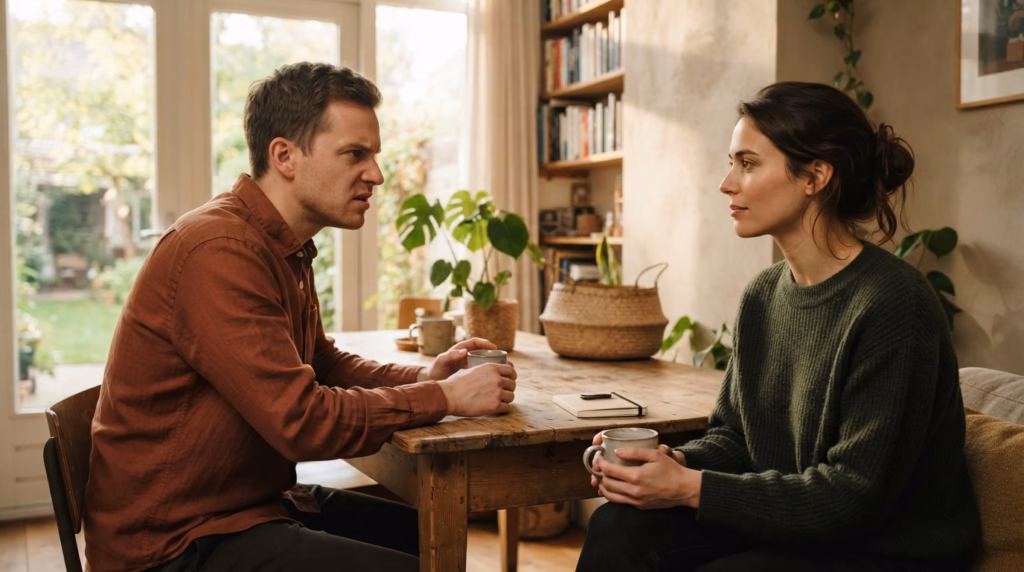 twee mensen die aan het discussiëren zijn